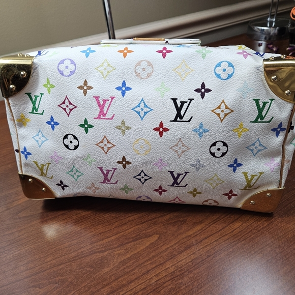 Auth Louis Vuitton Speedy 30 Multicolor White Satchel Handbag - Picture 12 of 16